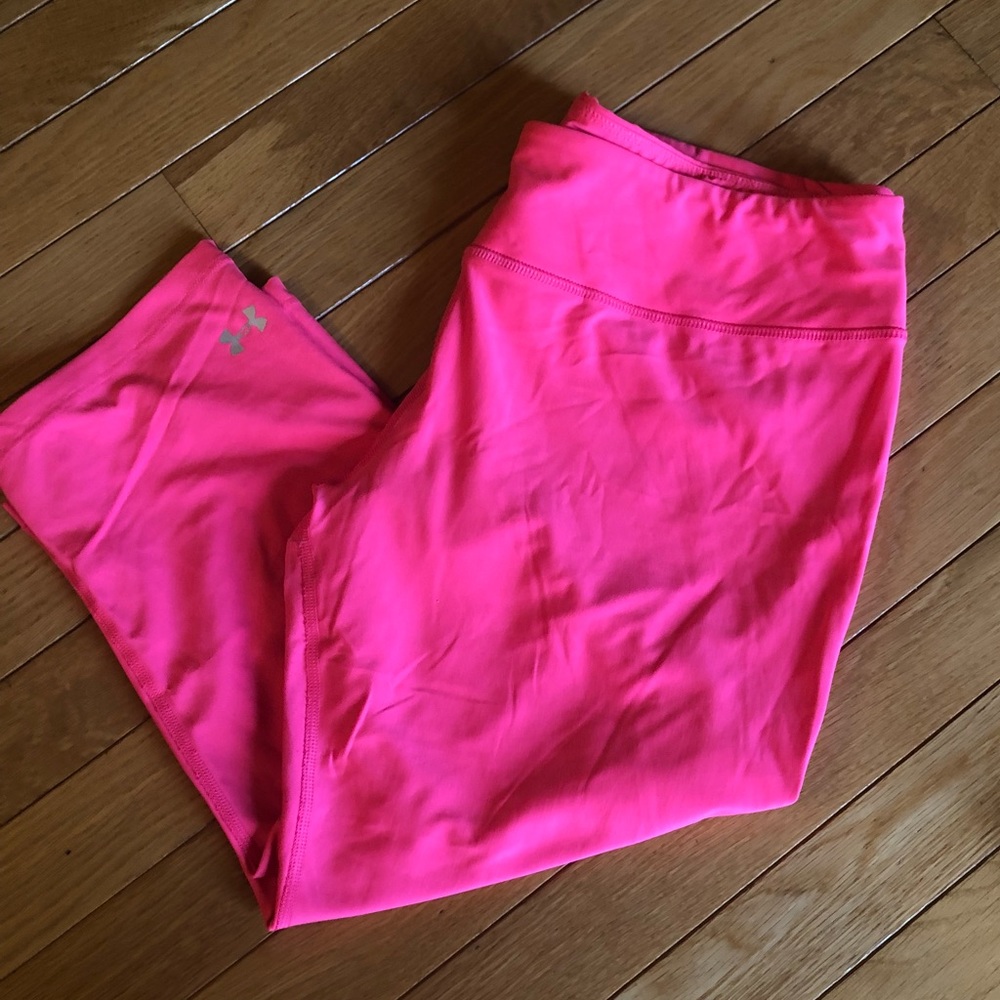 Neon Pink Under Armour workout capris